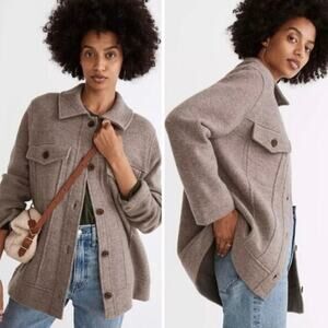 Madewell Boiled Merino Wool Bridgman Oversized Sweater Jacket Size Medium